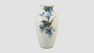Bình hoa 27cm - Chích Chòe & Quả Quất - Cobalt Vàng