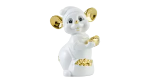 Chuột Quý 24 cm – Màu Trắng - Trang trí vàng 24K