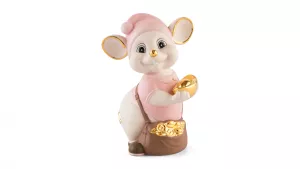 Chuột Quý 16 cm (màu Matt) - Hồng - Họa tiết trang trí vàng 24K