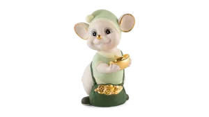 Chuột Quý 16 cm (màu Matt) - Xanh ngọc - Họa tiết trang trí vàng
