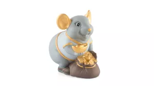 Chuột Phú 13 cm (màu Matt)- Xanh nhạt - Họa tiết trang trí vàng 24K