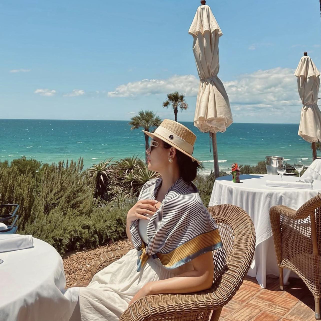 Mũ cói đi biển gaucho chữ M hot năm 2023