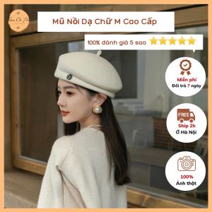 Mũ nồi dạ chữ M cao cấp thu đông