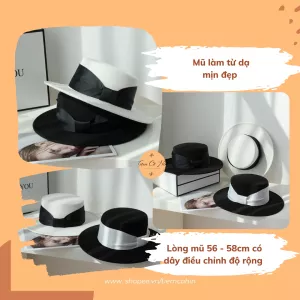 Mũ gaucho dạ nơ lụa thu đông