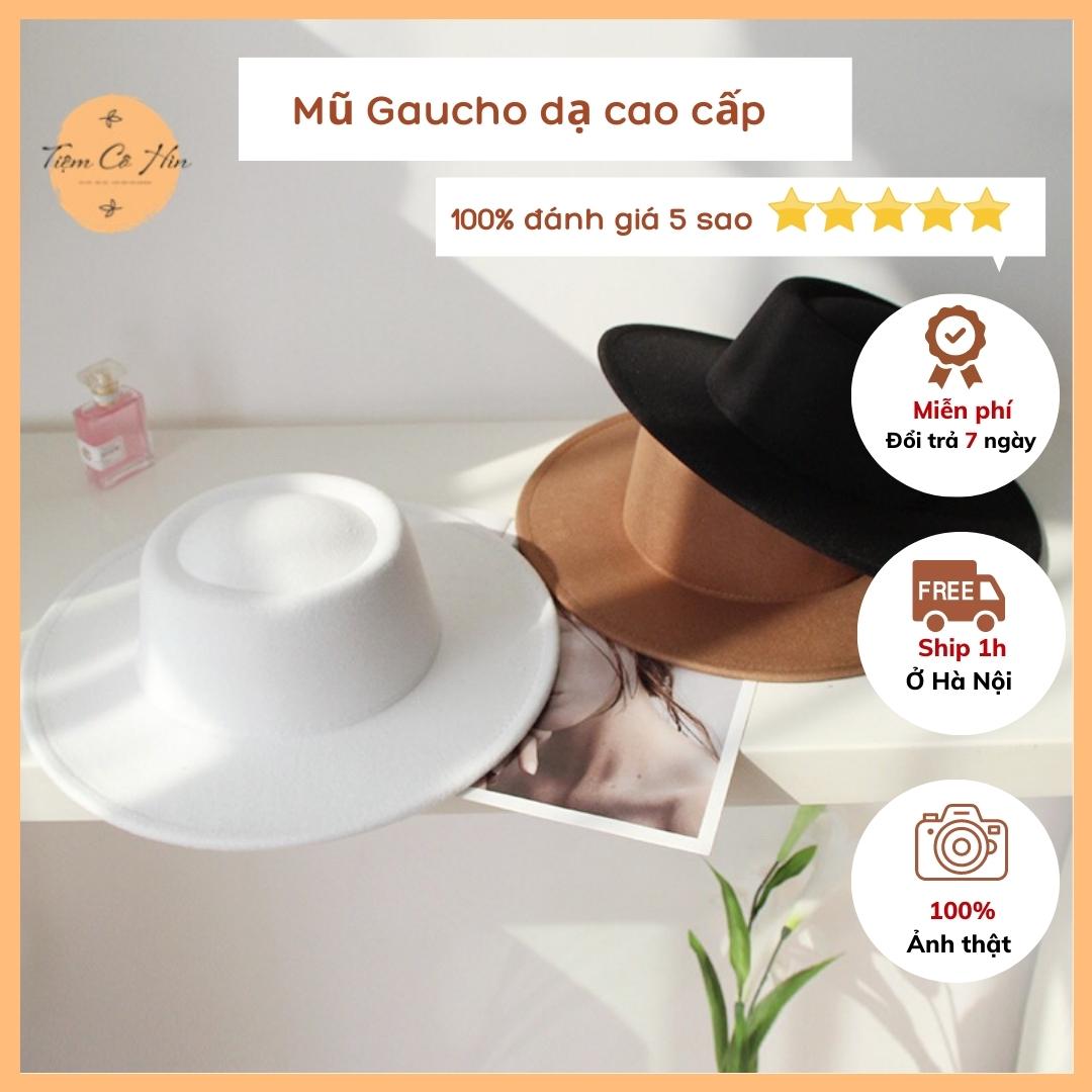 Mũ gaucho dạ cao cấp vành 9cm