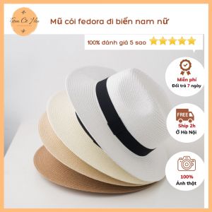 Mũ cói fedora đi biển nam nữ