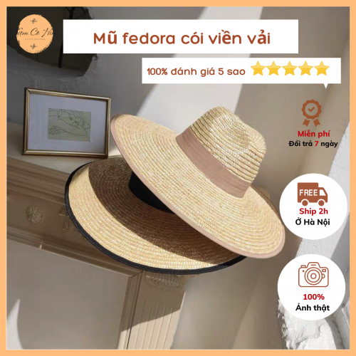 Mũ fedora rộng vành viền vải