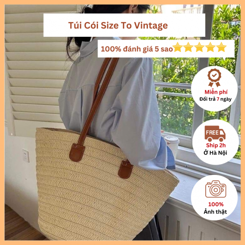 Túi Cói Size To Vintage Đi Biển