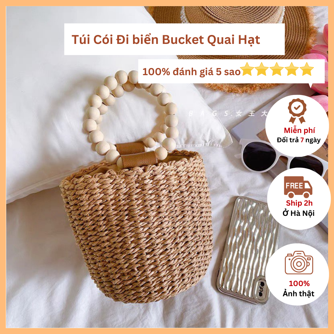 Túi cói túi xách tay quai  hạt