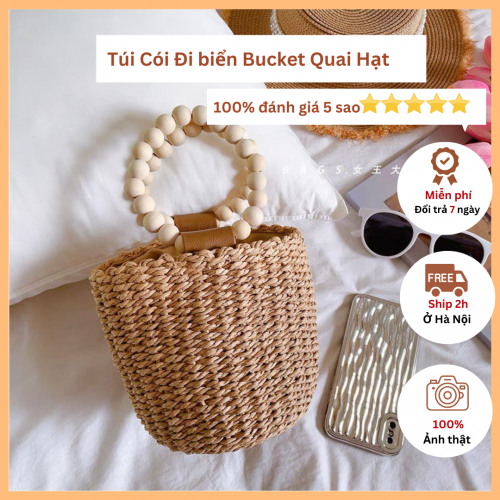 Túi cói túi xách tay quai  hạt