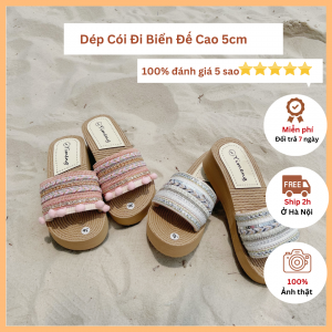 Dép cói vintage đế cao 5cm