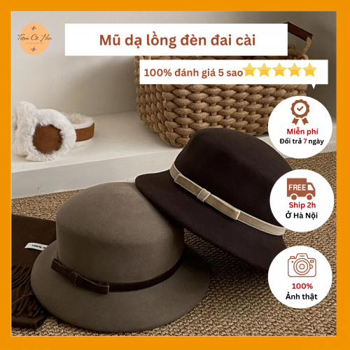 Mũ lồng đèn dạ cao cấp đai nhung