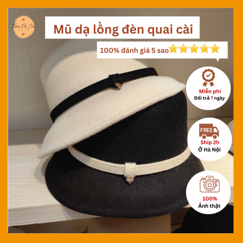 Mũ dạ lồng đèn cao cấp đai da
