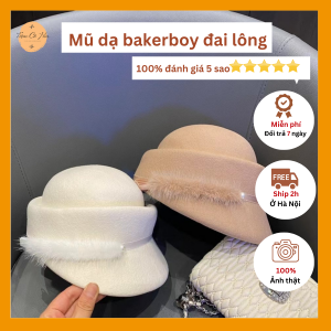 Mũ bakerboy đai lông