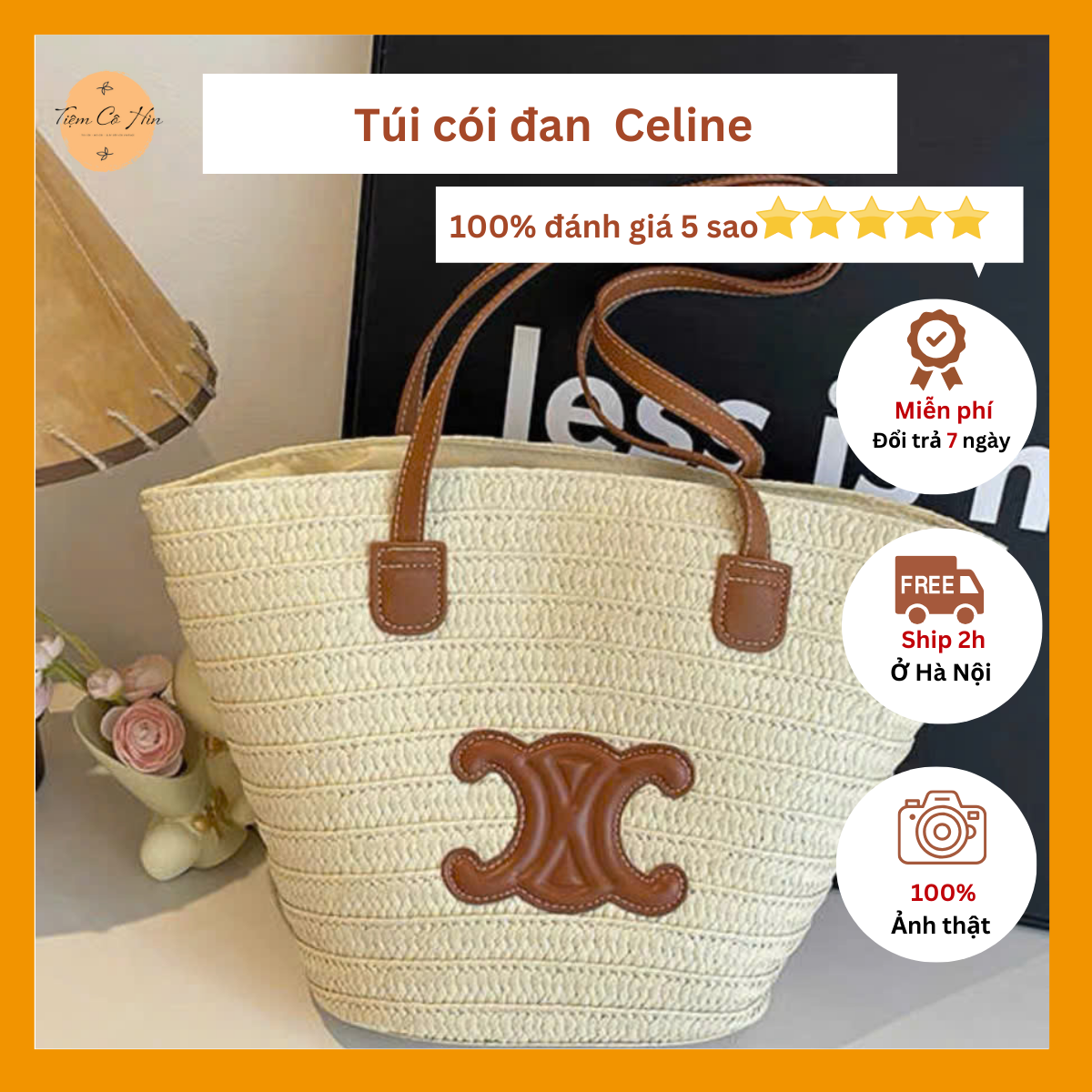 Túi cói xách tay vintage Celine