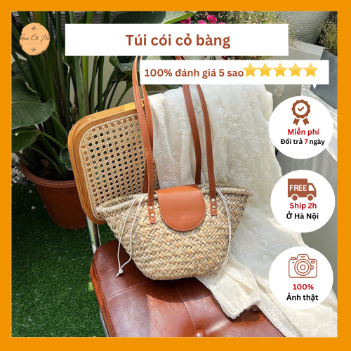 Túi đeo chéo cỏ bàng vintage