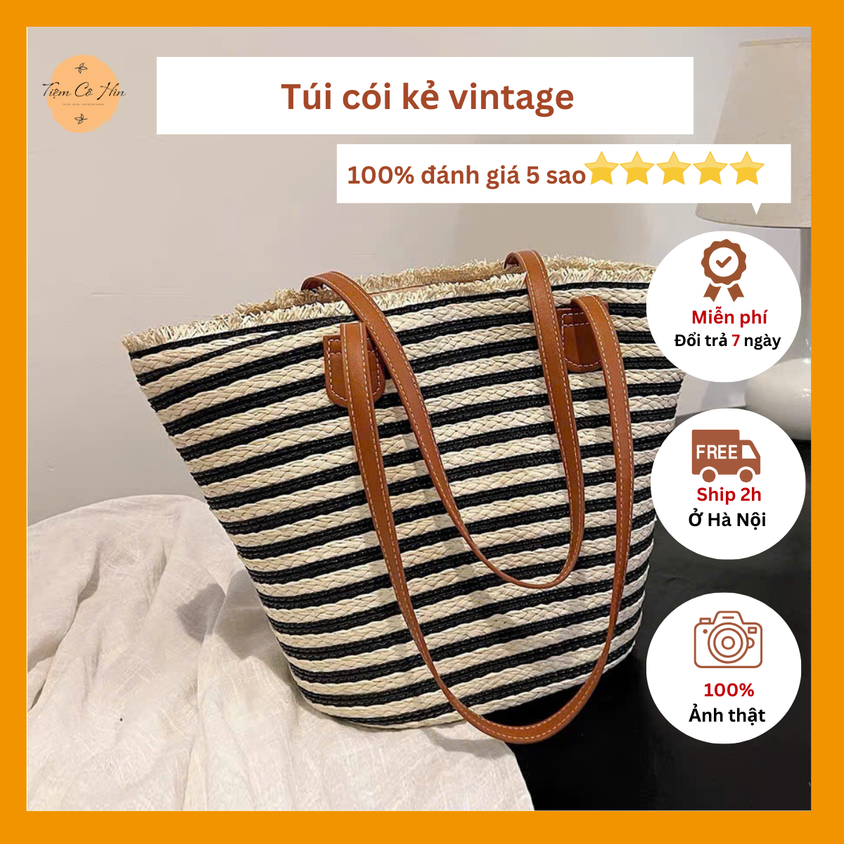 Túi đeo chéo kẻ sọc vintage