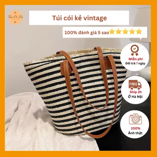 Túi đeo chéo kẻ sọc vintage