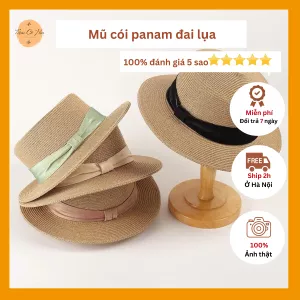 Mũ đi biển panama đai lụa