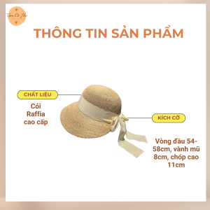 Mũ cói bucket nơ đi biển cao cấp
