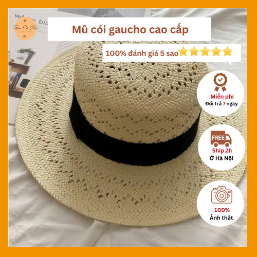 Mũ đi biển gaucho đan lưới cao cấp