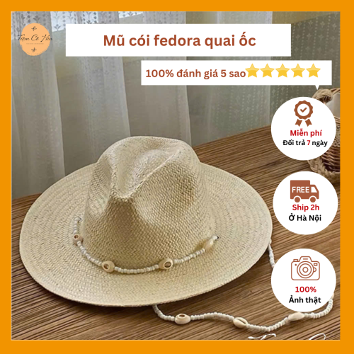 Mũ đi biển fedora quai ốc