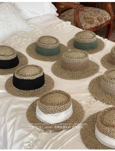 Mũ cói đi biển gaucho cỏ mặn đai to