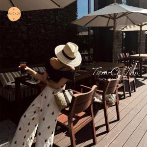 Mũ cói đi biển fedora họa tiết