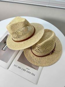 Mũ đi biển fedora đan thưa đai da