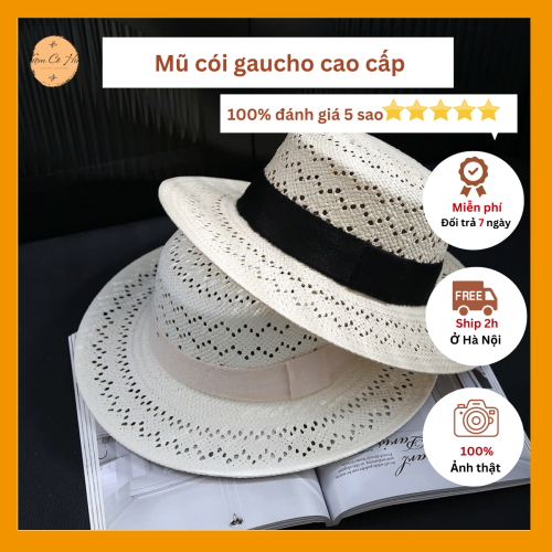 Mũ đi biển gaucho đan lưới cao cấp
