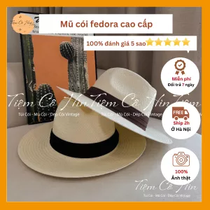 Mũ cói đi biển fedora cao cấp