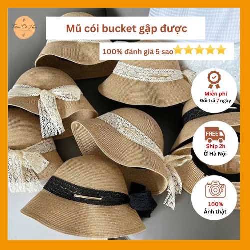 Mũ đi biển chuông nơ ren