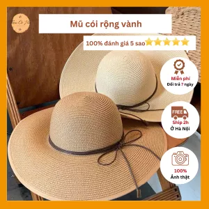 Mũ cói đi biển rộng vành