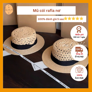 Mũ gaucho đi biển đan thưa rafia đai nơ