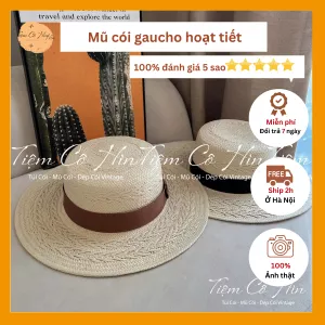 Mũ đi biển gaucho họa tiết