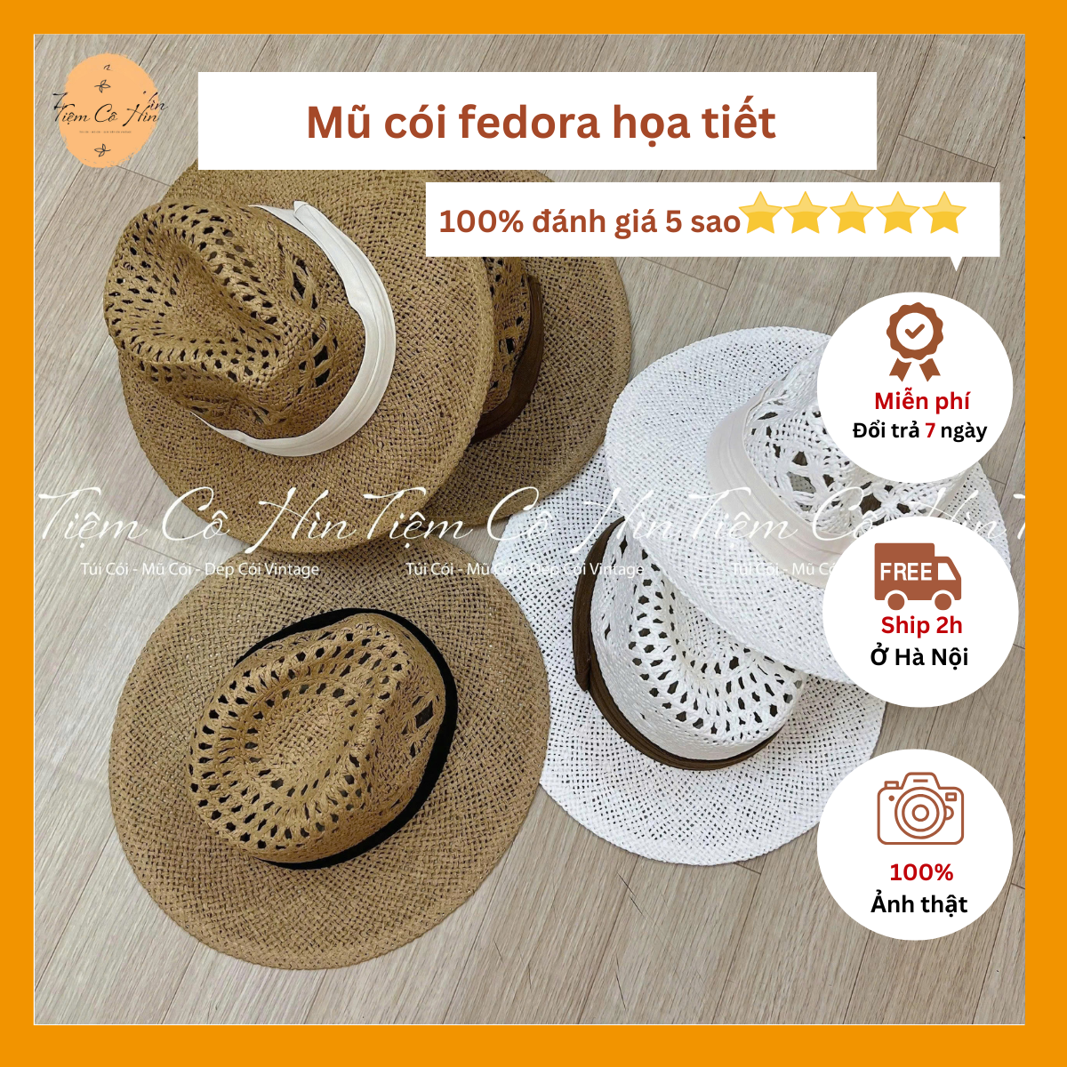 Mũ đi biển fedora đan thưa