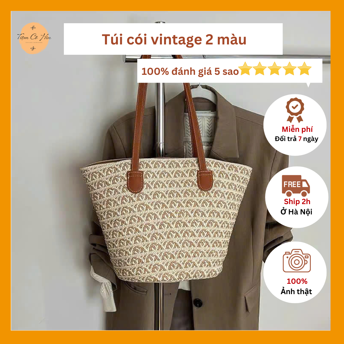 Túi cói đi biển 2 màu