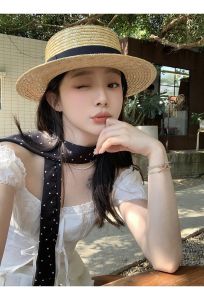 Mũ đi biển gaucho nơ lụa to