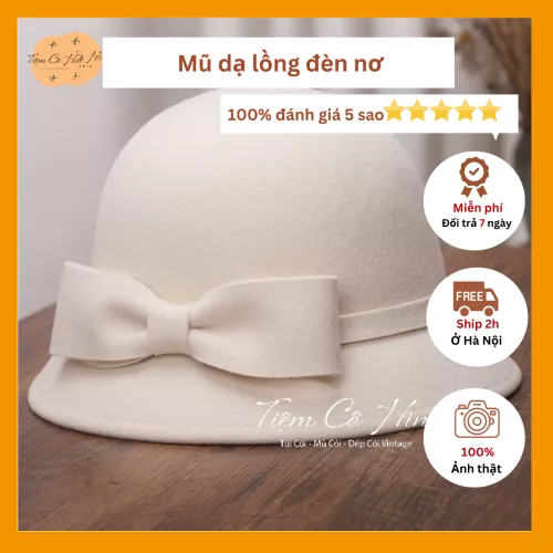 Mũ dạ bucket nơ to