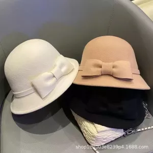 Mũ dạ bucket nơ to