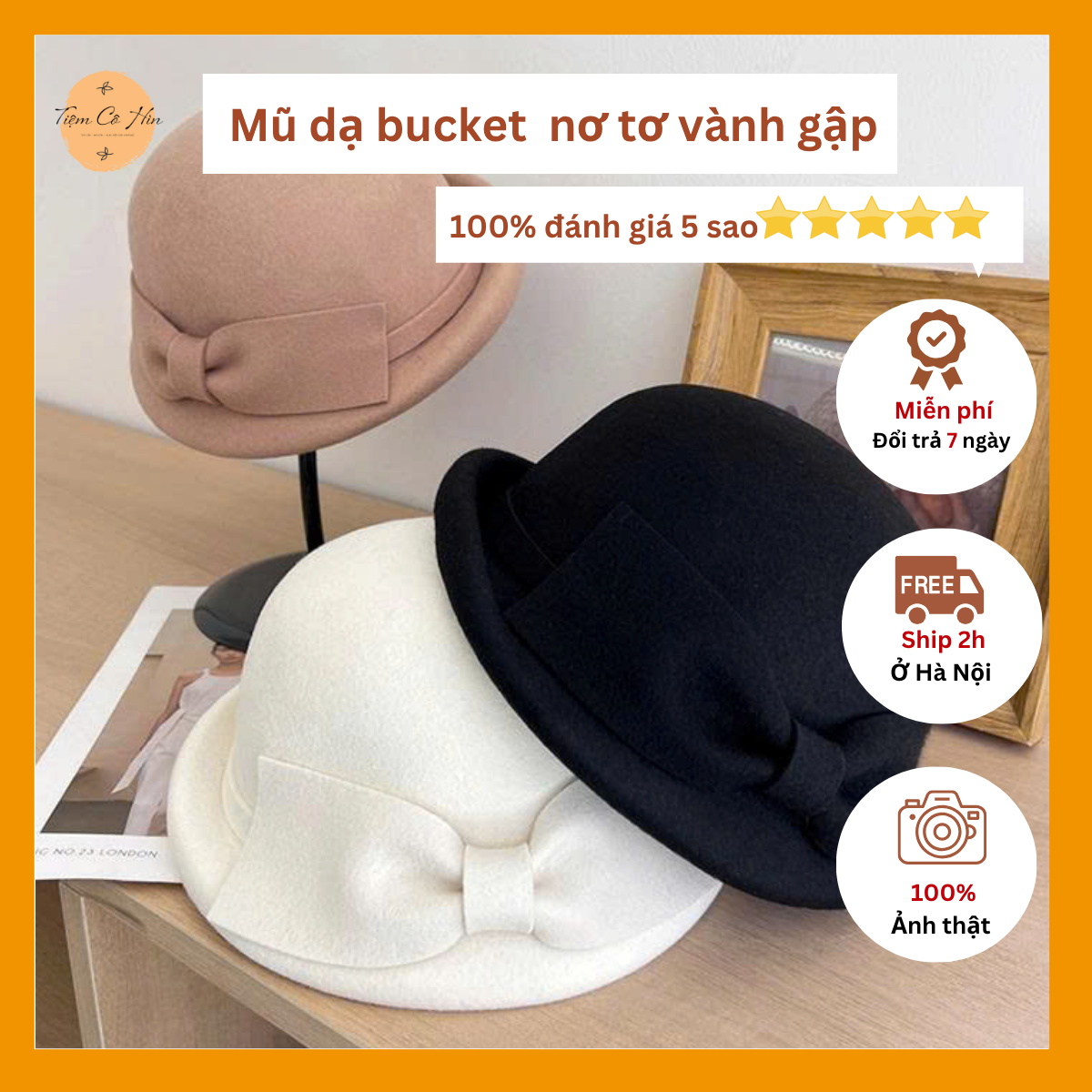 Mũ bucket dạ gập được