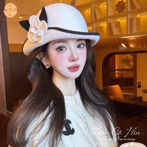 Mũ Bucket Dạ Cao Cấp Gập Vành Mix Hoa