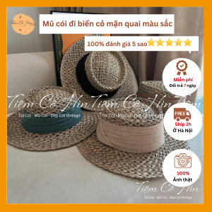 Mũ đi biển gaucho đan lưới đai vải