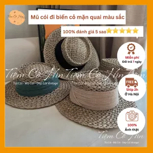 Mũ đi biển gaucho đan lưới đai vải