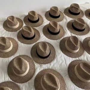 Mũ cói đi biển fedora đan thưa