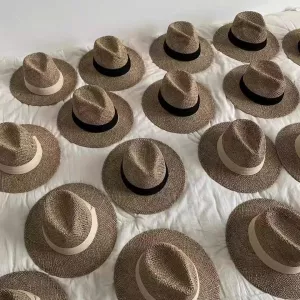 Mũ cói đi biển fedora đan thưa