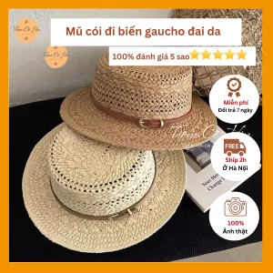 Mũ cói gaucho đai da vintage