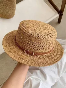 Mũ cói gaucho đai da vintage