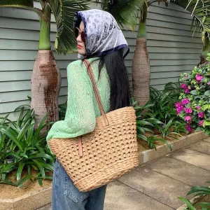 Túi cói đi biển vintage