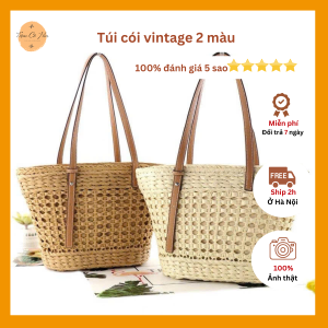 Túi cói đi biển vintage